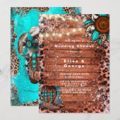 Land Turquoise Boots Wedding Shower-uitnodigingen (Voorkant / Achterkant)