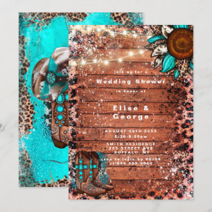 Land Turquoise Boots Wedding Shower-uitnodigingen