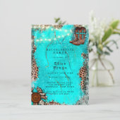 Land Turquoise Cowboy Boots Bachelorette Party Kaart (Staand voorkant)