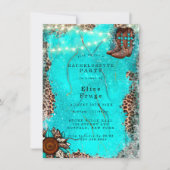 Land Turquoise Cowboy Boots Bachelorette Party Kaart (Voorkant)