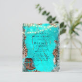 Land Turquoise Cowboy Boots Brunch & Bubble Kaart (Staand voorkant)