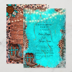 Land Turquoise Cowboy Boots Engagement Party Kaart