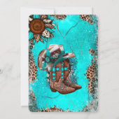 Land Turquoise Cowboy Boots Vrijgezellenfeest Kaart (Achterkant)
