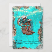 Land Turquoise Cowboy Boots Vrijgezellenfeest Kaart (Voorkant)