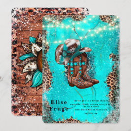 Land Turquoise Cowboy Boots Vrijgezellenfeest Kaart