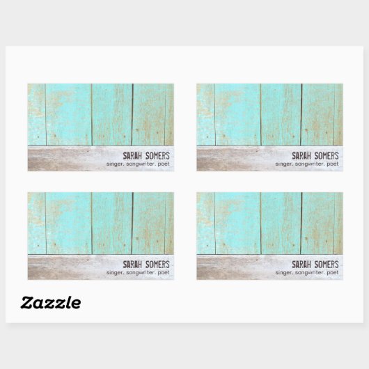 Land , Turquoise rustiek hout Rechthoekige Sticker (Vel)