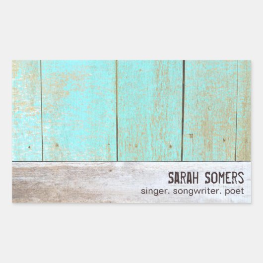 Land , Turquoise rustiek hout Rechthoekige Sticker (Voorkant)