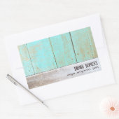Land , Turquoise rustiek hout Rechthoekige Sticker (Envelop)