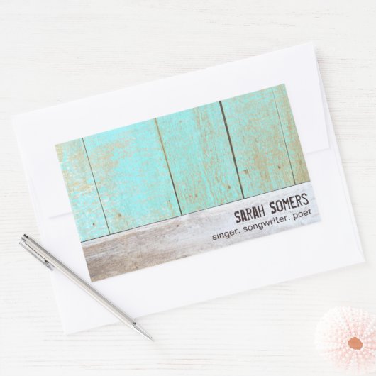 Land , Turquoise rustiek hout Rechthoekige Sticker (Envelop)