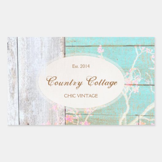 Land , Turquoise rustiek hout Rechthoekige Sticker (Voorkant)