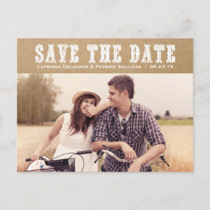 Land Typografie Vintage Opslaan Briefkaart Datum