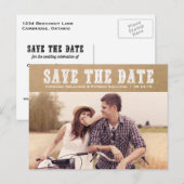 Land Typografie Vintage Opslaan Briefkaart Datum (Voorkant / Achterkant)