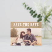 Land Typografie Vintage Opslaan Briefkaart Datum (Staand voorkant)