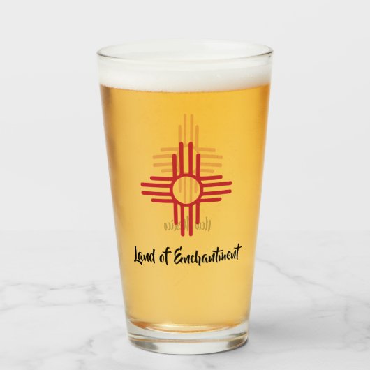 Land van bestemming Zia Sun Symbol Beer Glass Glas (Achterkant gevuld)