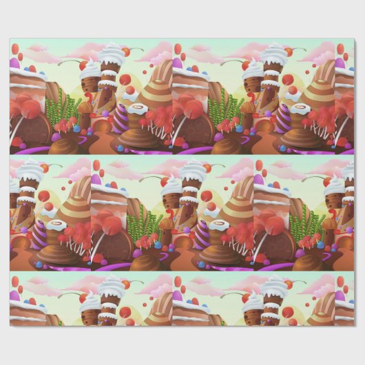 Land van chocolade cadeaupapier (Vlak)