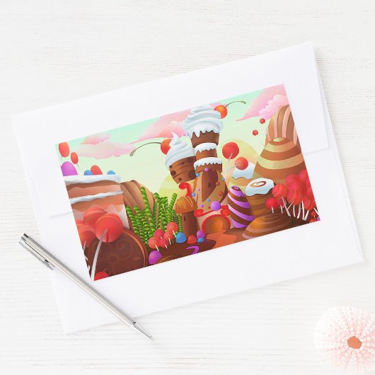 Land van chocolade rechthoekige sticker