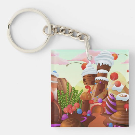 Land van chocolade sleutelhanger (Voorkant)