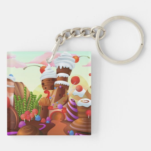 Land van chocolade sleutelhanger (Achterkant)