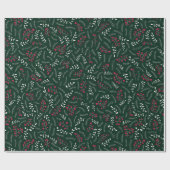 Land van de boerderij: donkerpijngroen bladpatroon cadeaupapier (Vlak)