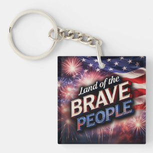 "Land van de dappere mensen" Vuurwerk en Amerikaan Sleutelhanger