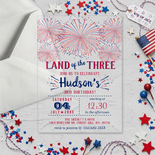Land Van De Drie! 4 juli 3e Verjaardagsfeestje Acryl Uitnodigingen