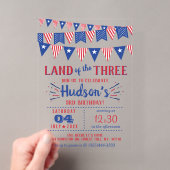 Land van de Drie! 4 juli 3e verjaardagsfeestje Acryl Uitnodigingen (Insitu (Draagbaar))