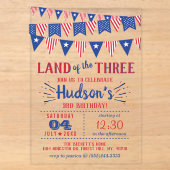 Land van de Drie! 4 juli 3e verjaardagsfeestje Acryl Uitnodigingen (Voorkant)