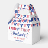 Land Van De Drie! 4 juli 3e Verjaardagsfeestje Bedankdoosjes (Voorkant Zijde)
