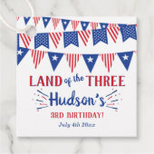 Land Van De Drie! 4 juli 3e Verjaardagsfeestje Bedankjes Labels (Voorkant)