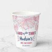 Land Van De Drie! 4 juli 3e Verjaardagsfeestje Papieren Bekers (Achterkant)