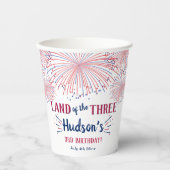 Land Van De Drie! 4 juli 3e Verjaardagsfeestje Papieren Bekers (Voorkant)