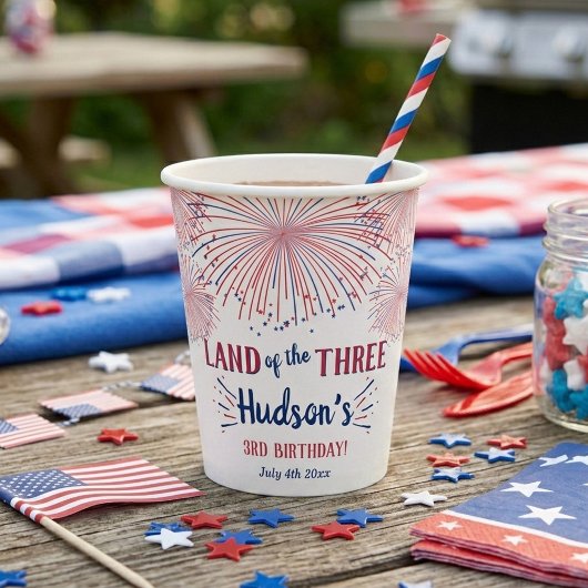 Land Van De Drie! 4 juli 3e Verjaardagsfeestje Papieren Bekers