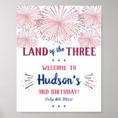 Land Van De Drie! 4 juli 3e Verjaardagsfeestje Poster (Voorkant)