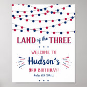 Land van de Drie! 4 juli 3e verjaardagsfeestje Poster (Voorkant)