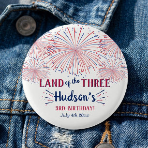 Land Van De Drie! 4 juli 3e Verjaardagsfeestje Ronde Button 3,2 Cm
