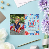 Land van de Drie 4e juli Patriottische 3e verjaard Acryl Uitnodigingen (Insitu (Huwelijk))