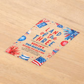 Land van de Drie 4e juli Patriottische 3e verjaard Acryl Uitnodigingen (Laagn)