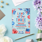 Land van de Drie 4e juli Patriottische 3e verjaard Acryl Uitnodigingen (Insitu (Huwelijk))