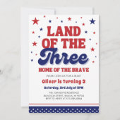 Land van de Drie 4e juli Patriottische 3e verjaard Kaart (Voorkant)