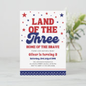 Land van de Drie 4e juli Patriottische 3e verjaard Kaart (Staand voorkant)