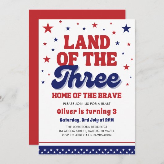 Land van de Drie 4e juli Patriottische 3e verjaard Kaart (Voorkant / Achterkant)