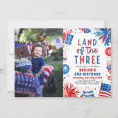 Land van de Drie 4e juli Patriottische 3e verjaard Kaart (Voorkant)