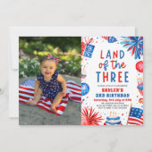 Land van de Drie 4e juli Patriottische 3e verjaard Kaart (Voorkant)