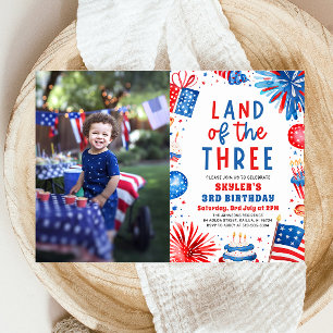 Land van de Drie 4e juli Patriottische 3e verjaard Kaart