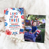 Land van de Drie 4e juli Patriottische 3e verjaard Kaart