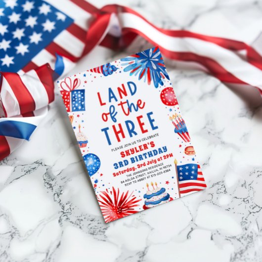 Land van de Drie 4e juli Patriottische 3e verjaard Kaart