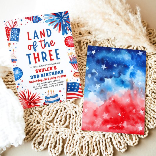 Land van de Drie 4e juli Patriottische 3e verjaard Kaart