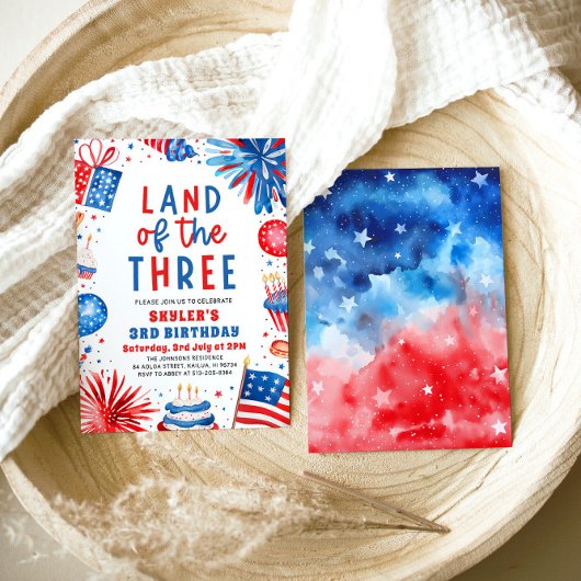 Land van de Drie 4e juli Patriottische 3e verjaard Kaart