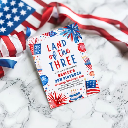 Land van de Drie 4e juli Patriottische 3e verjaard Kaart