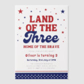 Land van de Drie 4e juli Patriottische 3e verjaard Vellum Uitnodigingen (Voorkant)